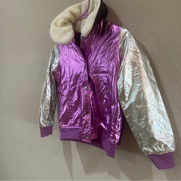 Girls Jacket 365 Kids Size 7Pink/Silver Letterman Style - Picture 2 of 11